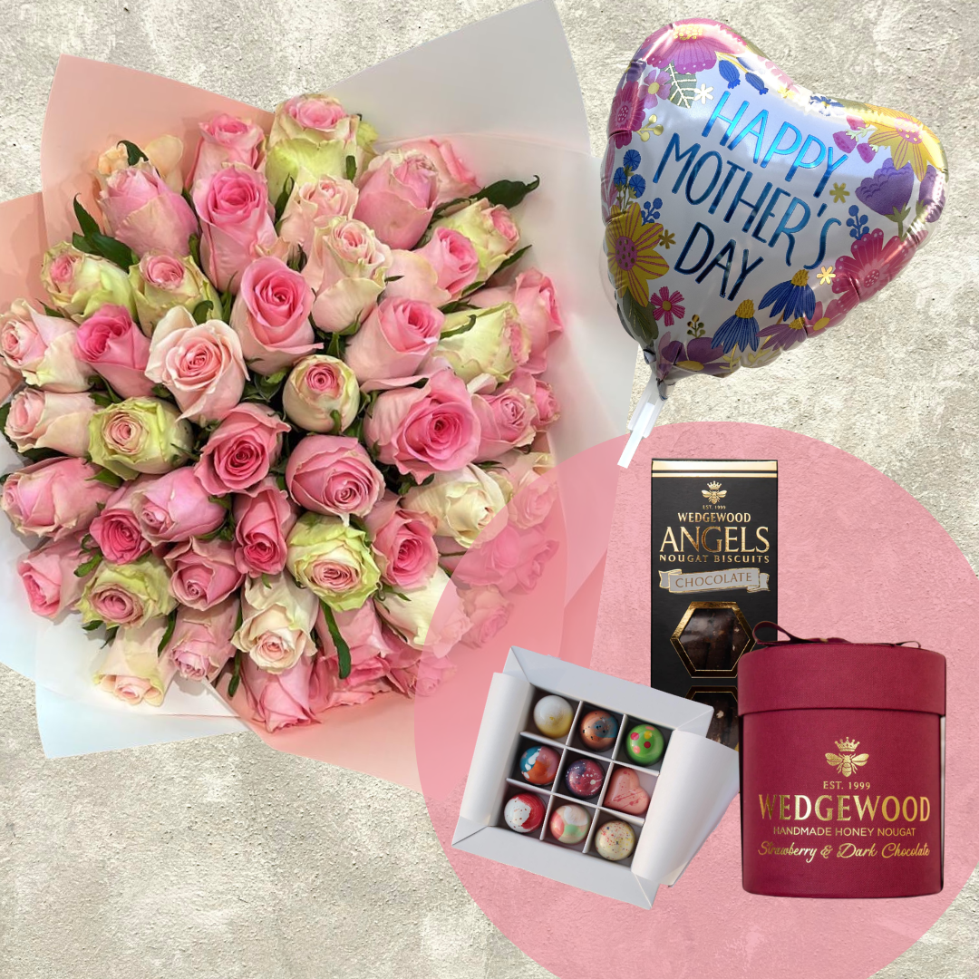 MOTHERS DAY PINK ROSES COMBO LUX LOVE