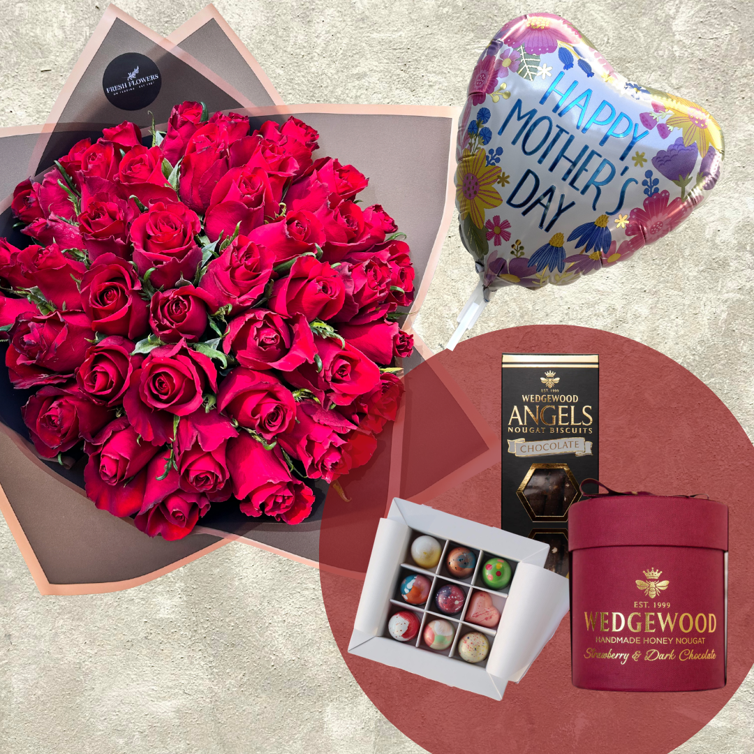 MOTHERS DAY RED ROSES COMBO LUX LOVE