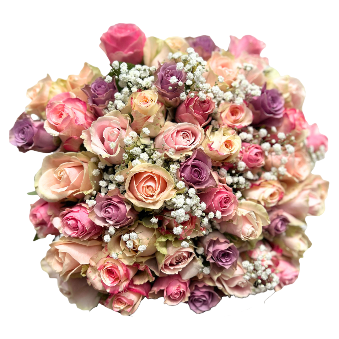 Pastel Pink Mix Roses & Baby's Breath - Fresh Flowers on Florida