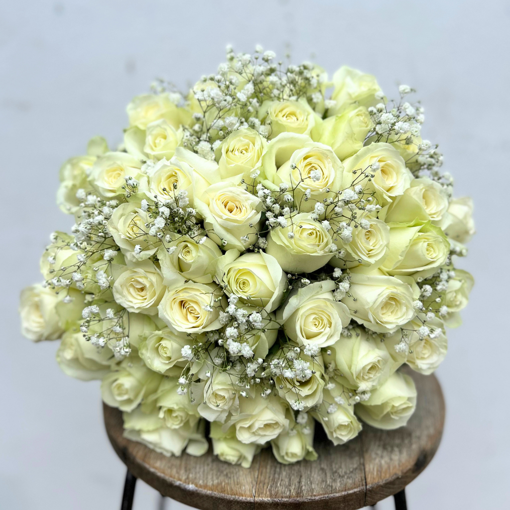White Roses & Gypsophila Bouquet